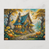 Carte Postale Enchanting Autumn Cot with Pumkins (Devant)