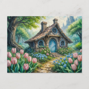 Carte Postale Enchanting Cot with Tulip Garden