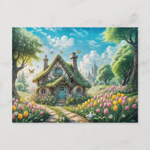 Carte Postale Enchanting Cot with Tulip Garden