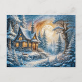 Carte Postale Enchanting Winter Cottage Moonlight (Devant)