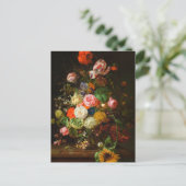 Carte Postale Encore vie de roses, tulipes, un tournesol, 1710 (Debout devant)