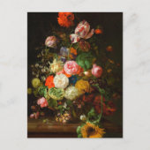 Carte Postale Encore vie de roses, tulipes, un tournesol, 1710 (Devant)