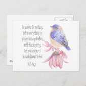 Carte Postale Encouragement, Écriture, Merlebleu Joyeux (Devant / Derrière)