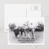 Carte Postale Encouragement - Elephant Jouer Golf (Devant / Derrière)