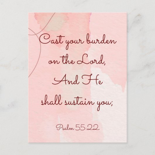 Carte Postale Encouragement inspirationnel Bible Verse Psaume 55 (Devant)