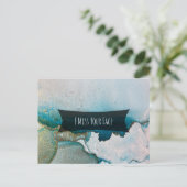 Carte Postale Encre d'alcool turquoise et or Je manque votre vis (Debout devant)