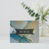 Carte Postale Encre d'alcool turquoise et or Je manque votre vis (Debout devant)