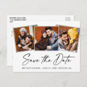 Carte Postale Encre De Calligraphie Moderne Enregistrer La Date (Devant / Derrière)