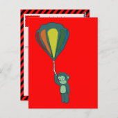 Carte Postale encre de montgolfière singe (Devant / Derrière)