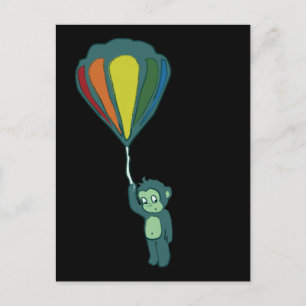 Carte Postale encre de montgolfière singe