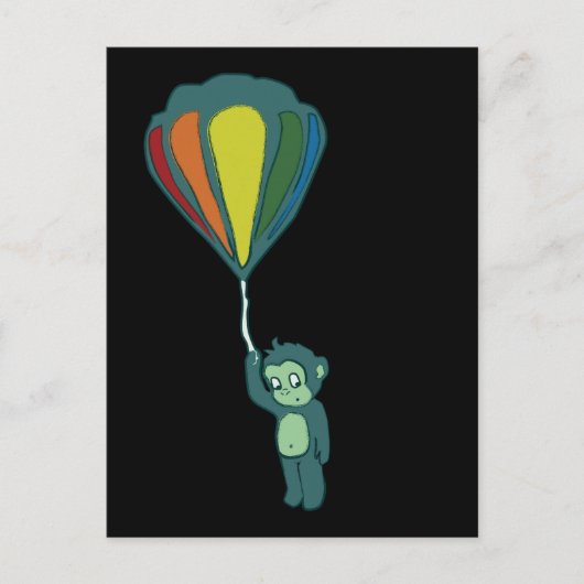 Carte Postale encre de montgolfière singe (Devant)