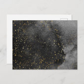 Carte Postale Encre noir ciel étoile or étoiles texturé (Devant / Derrière)