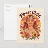 Carte Postale Enfant à fleurs (Devant / Derrière)