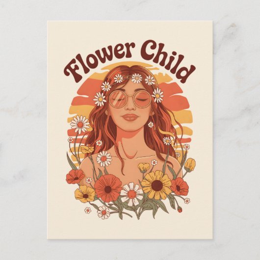 Carte Postale Enfant à fleurs (Devant)