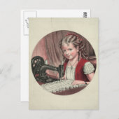Carte Postale Enfant à la machine à coudre (Devant / Derrière)