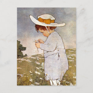 Carte Postale Enfant Antique Cueille des Marguerites Bessie Peas