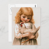 Carte Postale Enfant au poulet (Devant / Derrière)