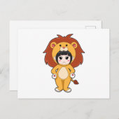 Carte Postale Enfant avec déguisement de lion (Devant / Derrière)