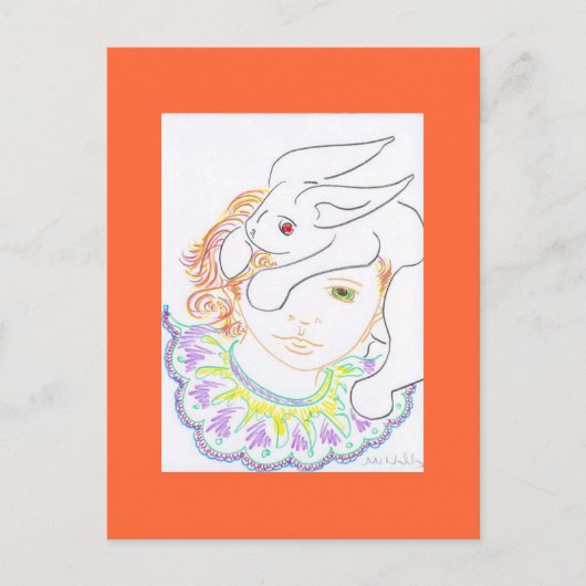 Carte Postale Enfant avec lapin (Devant)