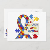 Carte Postale Enfant avec le ruban de sensibilisation sur (Devant / Derrière)