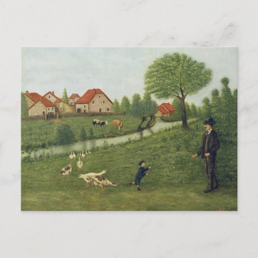 Carte Postale Enfant avec oie (Devant)