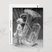 Carte Postale Enfant avec Tuba (Devant / Derrière)