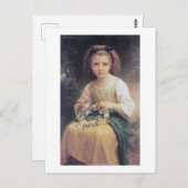 Carte Postale Enfant Braiing a Crown, Bouguereau (Devant / Derrière)