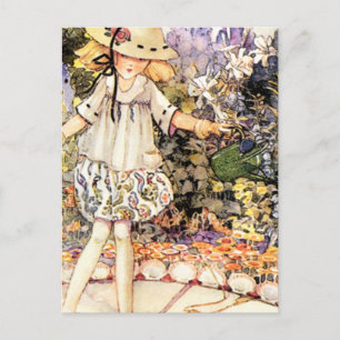 Carte Postale Enfant dans le jardin