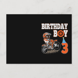 Carte Postale Enfant de 3 ans - Garçon d'anniversaire - Moto Cro