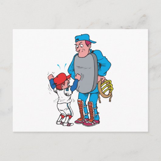 Carte Postale enfant de baseball se disputant avec l'arbitre (Devant)