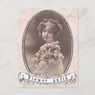 Carte postale enfant de fleur de photo vintage