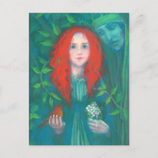 Carte Postale Enfant de la forêt, fille aux cheveux rouges, tein