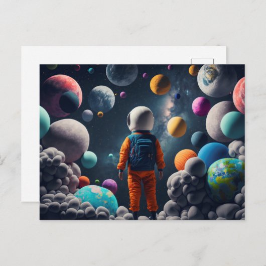Carte Postale Enfant de l'espace fantastique (Devant / Derrière)