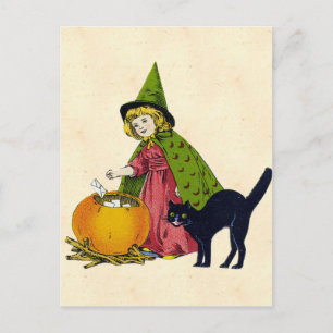Carte Postale Enfant d'Halloween vintage