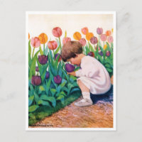 Enfant en Jardin aux fleurs de Tulip, Jessie Willc