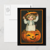 Carte Postale Enfant et Citrouille (Devant / Derrière)