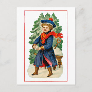 Carte Postale Enfant faisant boule de neige