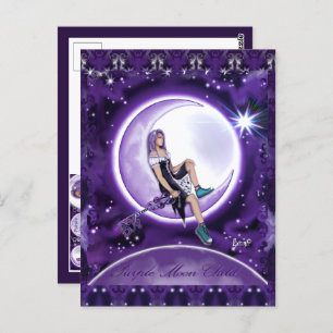 Carte Postale Enfant mauve lune