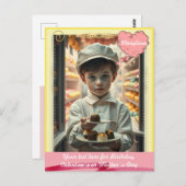 Carte Postale Enfant mignon avec divers bonbons faits main sur m (Devant / Derrière)