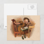 Carte Postale Enfant victorien avec livre (Devant / Derrière)