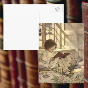 Carte Postale Enfant Vintage lisant un livre, Jessie Willcox Smi