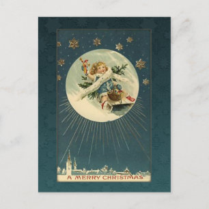 Carte Postale Enfant Vintage sur Luge