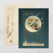 Carte Postale Enfant Vintage sur Luge (Devant / Derrière)