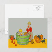 Carte Postale Enfants À Bober Pour Pommes Jack O'Lantern (Devant / Derrière)