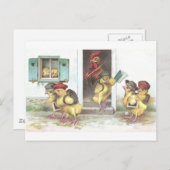 Carte Postale Enfants à l'école et professeur de coq (Devant / Derrière)