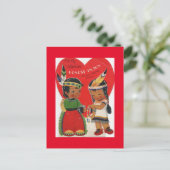 Carte Postale Enfants amérindiens mignons Vintage Valentine (Debout devant)