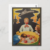 Carte Postale Enfants Apple Bobbing - Halloween Vintage (Devant / Derrière)