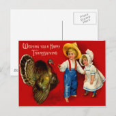 Carte Postale Enfants avec dinde (Devant / Derrière)