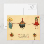 Carte Postale Enfants avec dinde (Devant / Derrière)