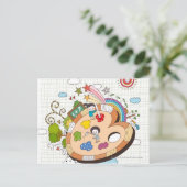 Carte Postale Enfants avec pinceaux (Debout devant)